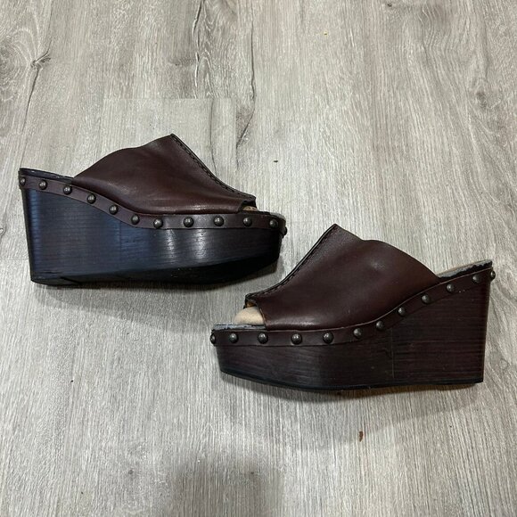 Coach Brown Hellena Leather Wedge Platform Heels Women's Size 11 - Picture 1 of 8